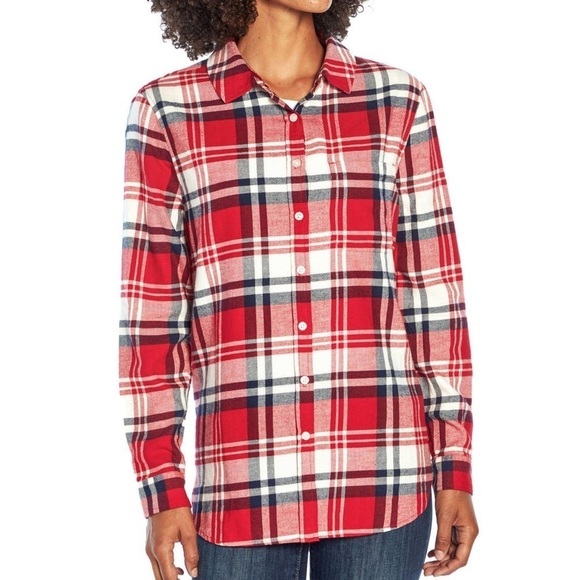 Gap Women's Flannel Button Front Shirt XL Red Cotton Plaid Comfy Outdoor - Picture 3 of 16